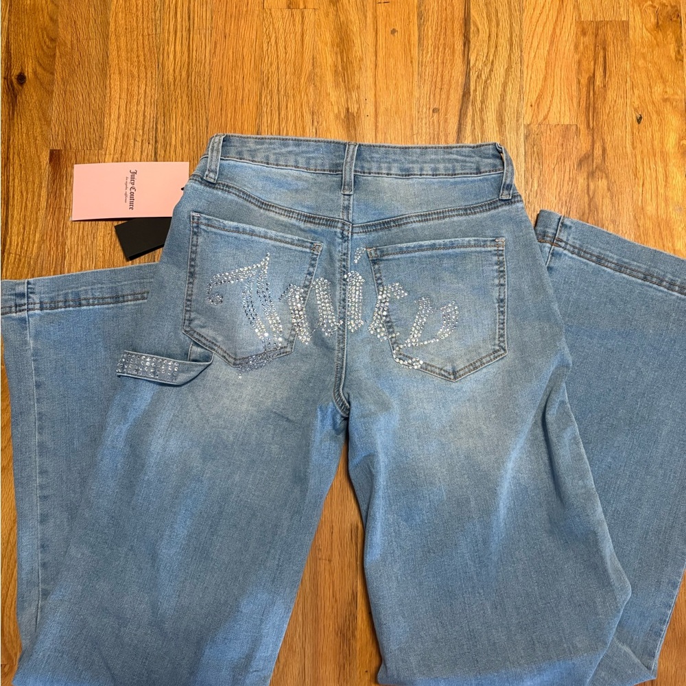 Juicy Couture Light Blue Flare Jeans with Rhinestones